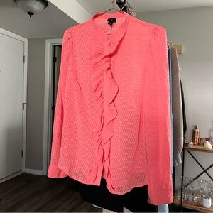 NWOT Worthington Women’s Long Sleeve Ruffle Button Up Dress Shirt Blouse - M
